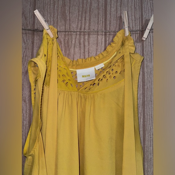 MAEVE by Anthropologie woman’s mustard sleeveless ruffle collar blouse - Picture 4 of 8